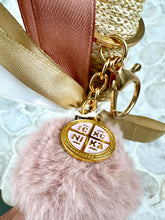 Load image into Gallery viewer, Corded Easter Candle with Dusty Rose Pompom Keychain and Konstantinato Charm  EC2024210
