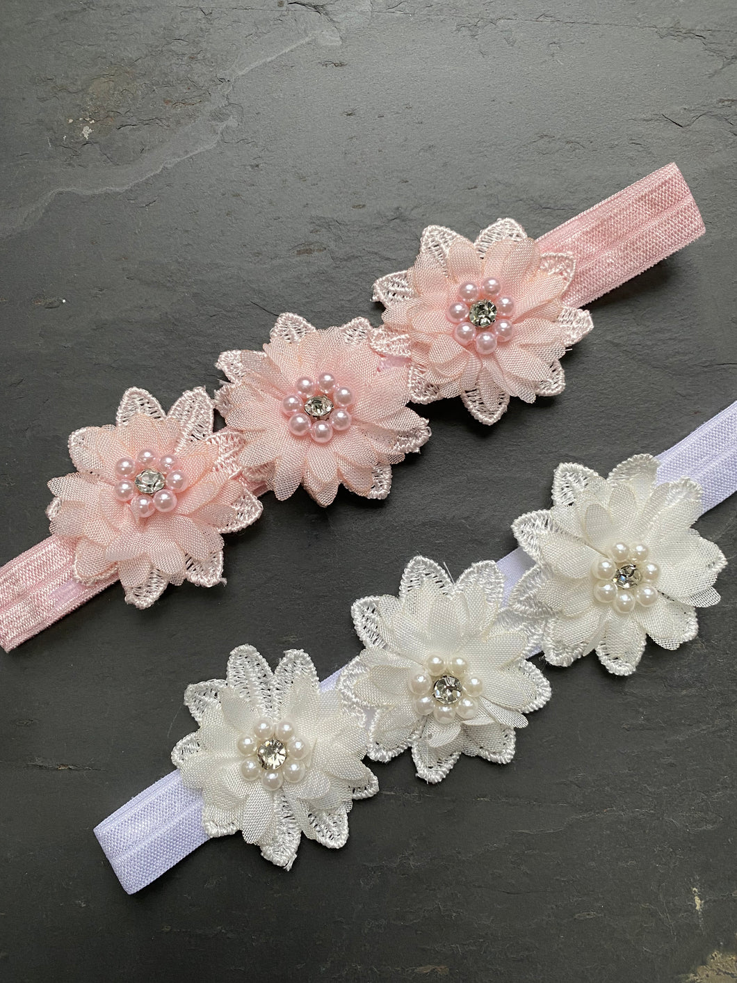Flower Hairband with Pearls and Rhinestones HB8