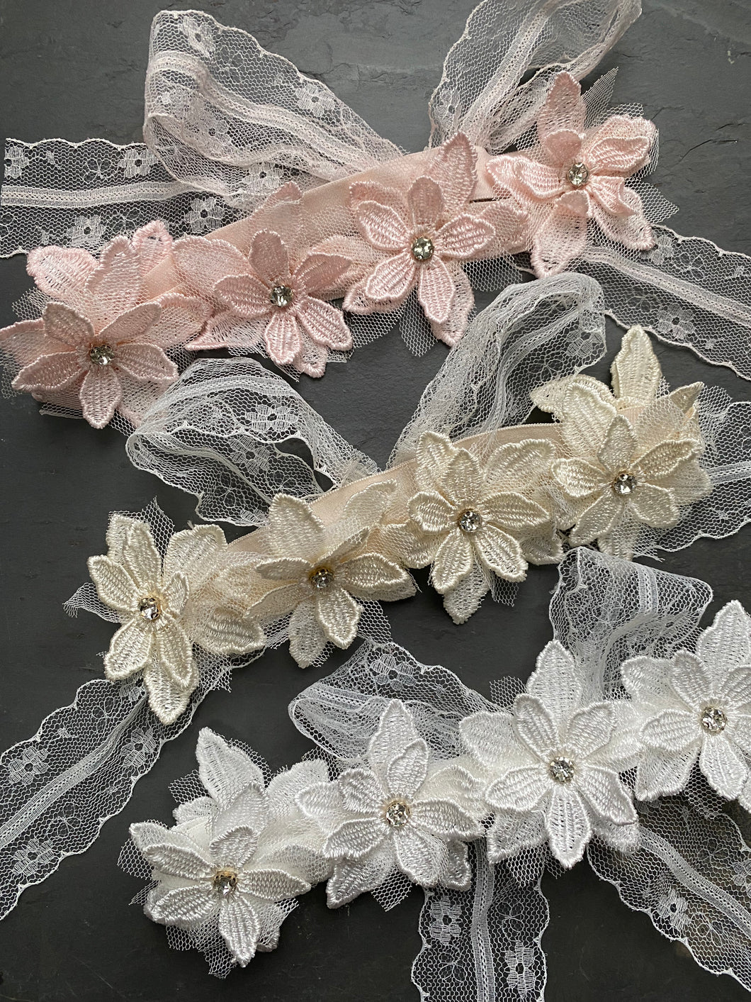 Embroidered Hairband with Lace and Rhinestone HB10
