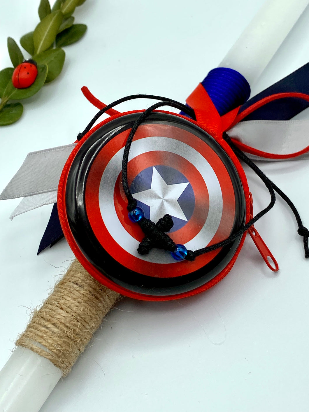 Corded Easter Candle Captain America Ear Pod Hard Case with Clip and Adjustable Cross Bracelet EC202210