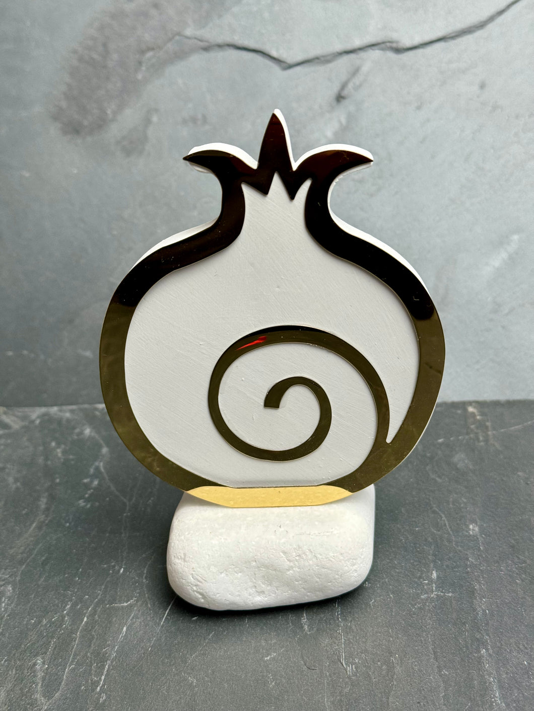 Ceramic Pomegranate on Marble Base P2413