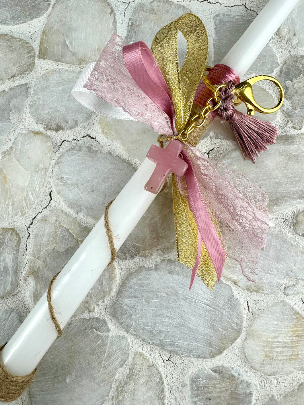 Corded Easter Candle with Cross Keychain EC202458
