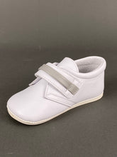 Load image into Gallery viewer, White with Grey Leather Walking Shoe with Velcro Strap
