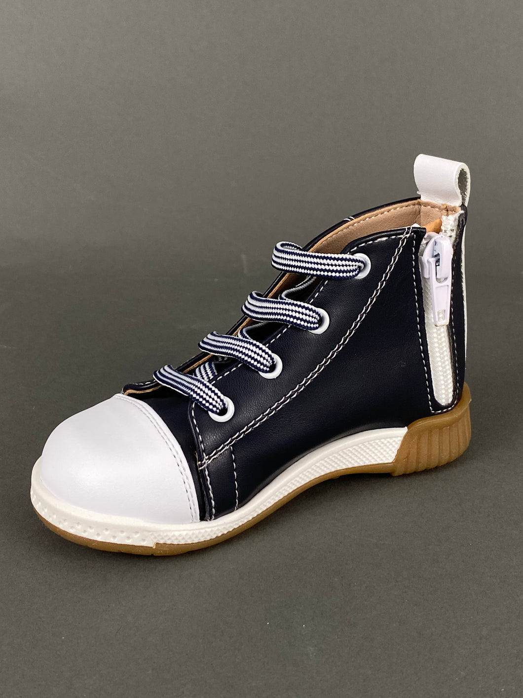 Gorgino Leather Navy Blue High Cut with Shoelaces and Zipper GH201732