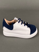 Load image into Gallery viewer, Gorgino White Leather with Navy Blue Suede, Shoelaces and Zipper GH201735
