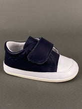 Load image into Gallery viewer, White and Navy Blue Leather Walking Shoe with Velcro Strap
