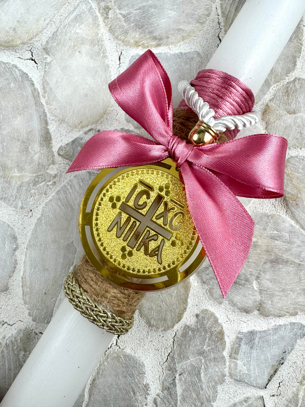 Corded Greek Easter Candle with Konstantinato Gouri EC202541