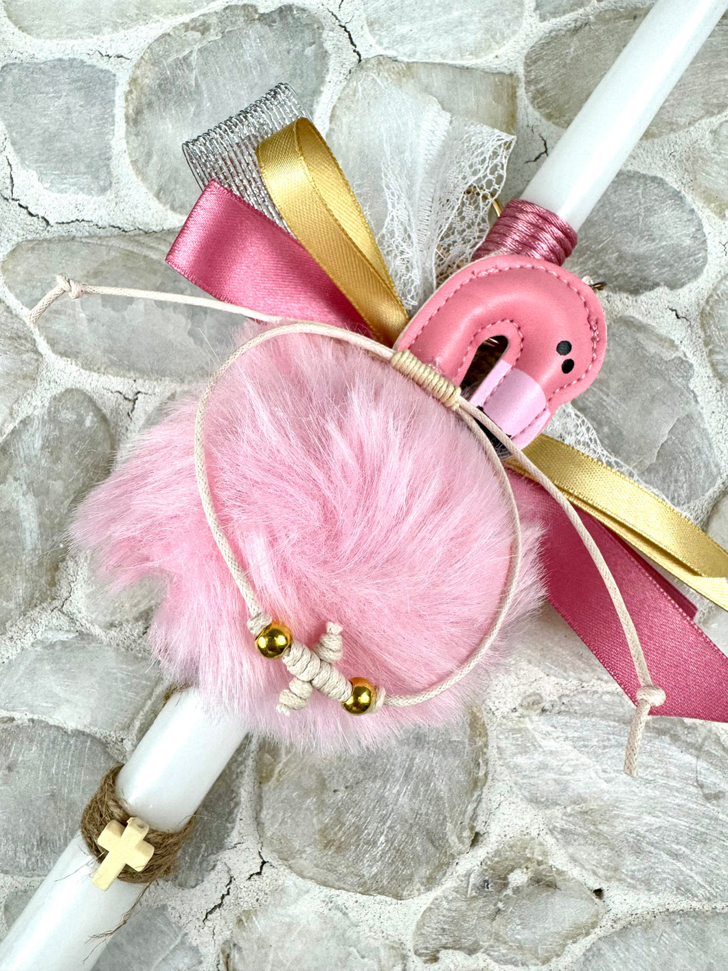 Corded Easter Candle with Flamingo Keychain EC2024218