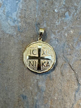 Load image into Gallery viewer, 14k Yellow Gold Konstantinato Double Sided with St. Constantine and Helen Pendant GKP15
