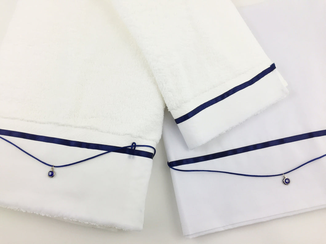 3pc Lathopana Set with Large Bath Towel, Hand Towel, Oil Sheet, onesie with oil cap T24583