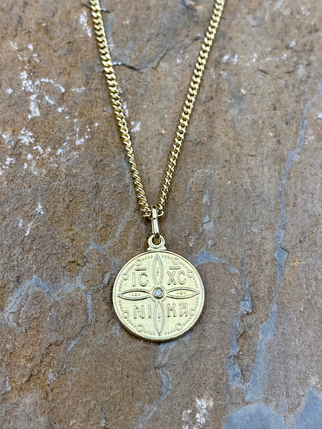 14K Gold Double Sided Konstantinato Pendant