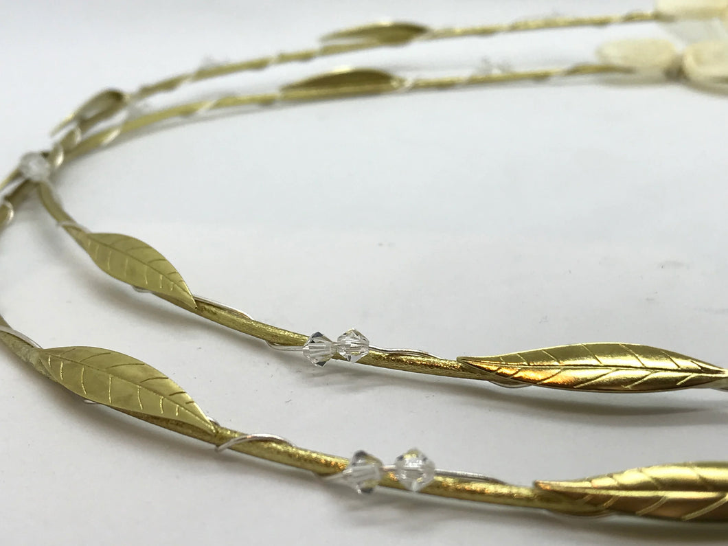 Stefana Wedding Crowns 35 Polished Gold Olive Leaf with Crystals