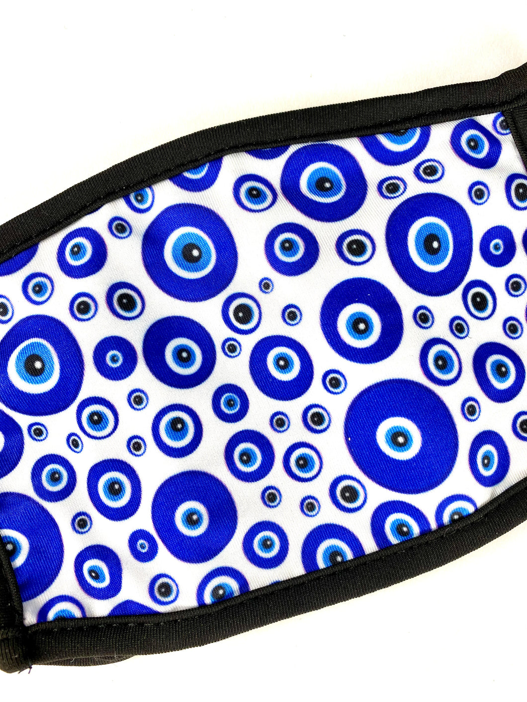 White & Blue Mati Print Mask with Cotton Lining