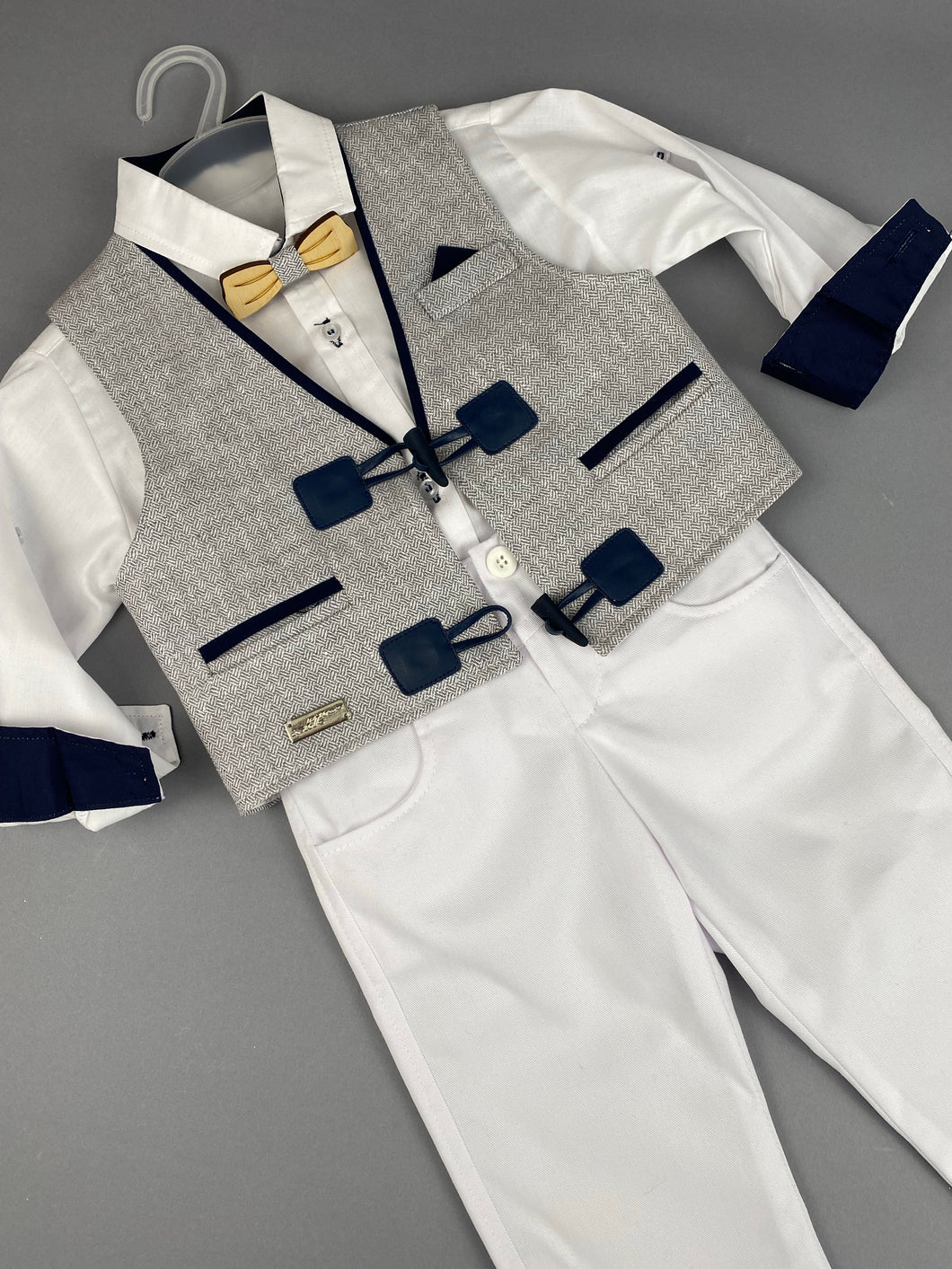 Rosies Collections 6pc Suit, Pants, Vest, Dress Shirt, Bow Tie, Belt and Hat, made in Greece,  exclusively for Rosies Collections. B20227
