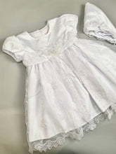 Load image into Gallery viewer, Dress 8 Girls Christening Baptismal Embroidered Lace Pearl Beaded Dress with Matching Hat
