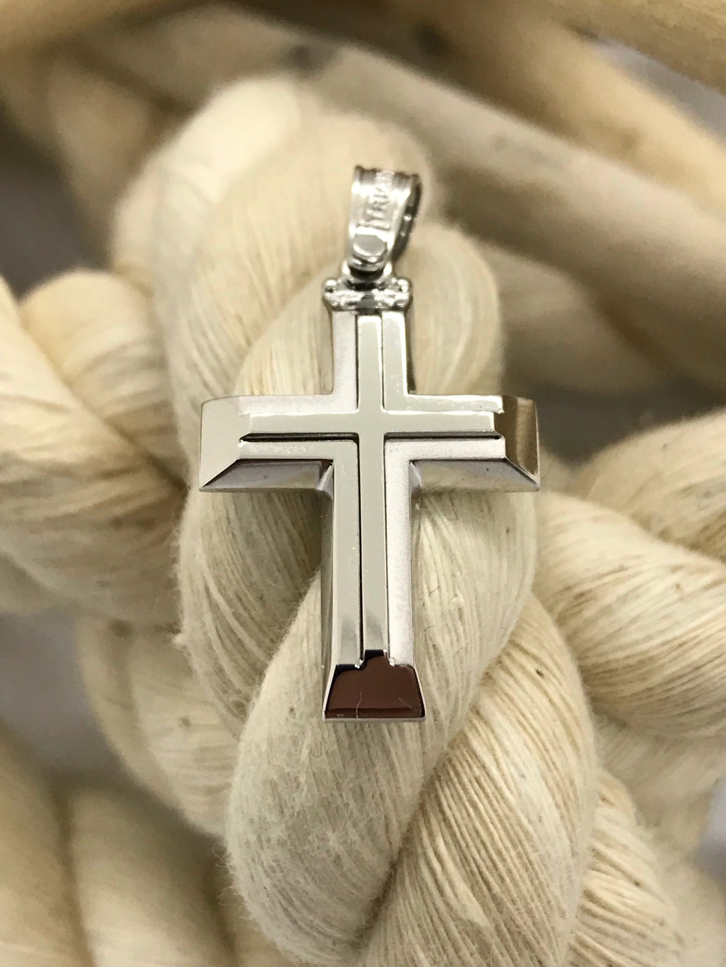 Triantos 14k Polished and Brushed White Gold Cross 222401