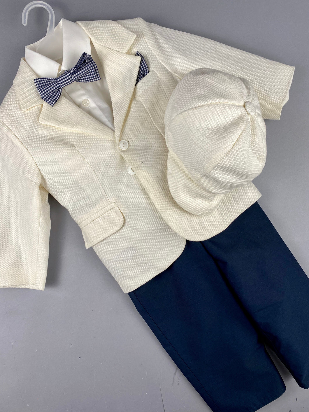 Rosies Collections 6pc full suit, Dress shirt with cuff sleeves, Pants, Jacket, Belt or Suspenders, Cap. Made in Greece exclusively for Rosies Collections S20193