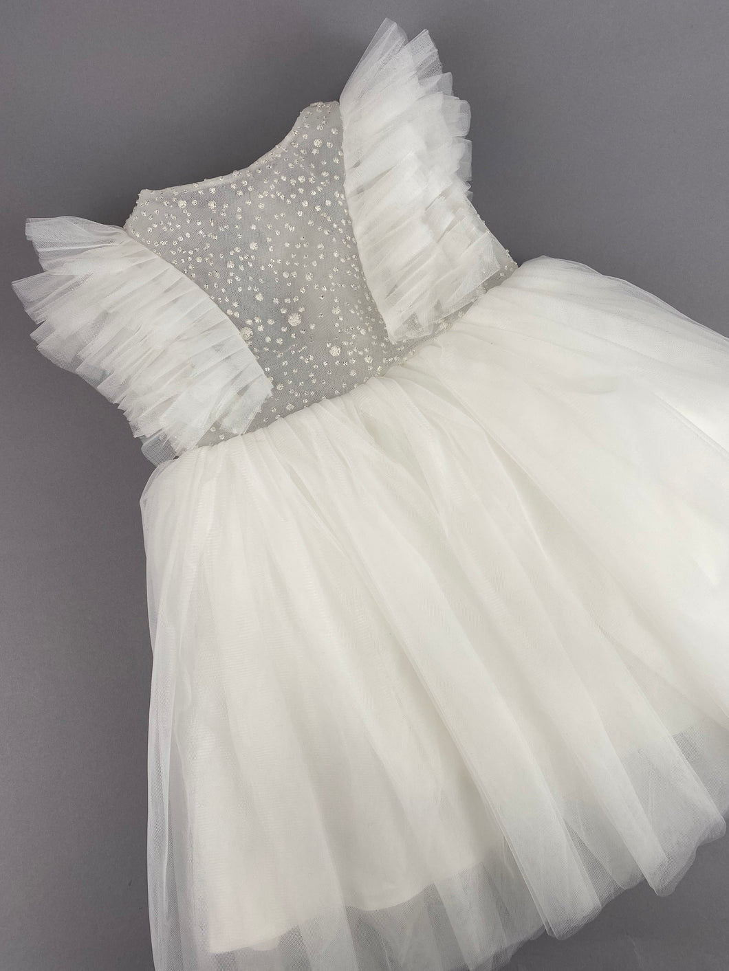 Dress 116 Girls Baptismal Christening Sleeveless Glitter Top with Dress. Made exclusively for Rosies Collections.