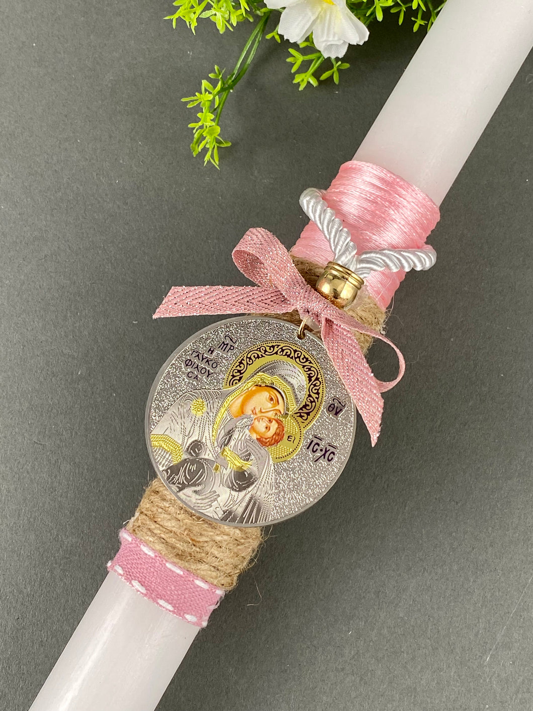 Corded Easter Candle with Panagia Gouri EC2023131