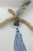 Load image into Gallery viewer, Gouri 25 Baby Blue Rope,  Large Hanging Panagia with Rhinestones and Large Tassel
