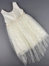 Load image into Gallery viewer, Dress 33 Girls Baptismal Christening Sleeveless  3pc Pearl  Dress with removable skirt, matching Bolero and Hat. Made in Greece exclusively for Rosies Collections.
