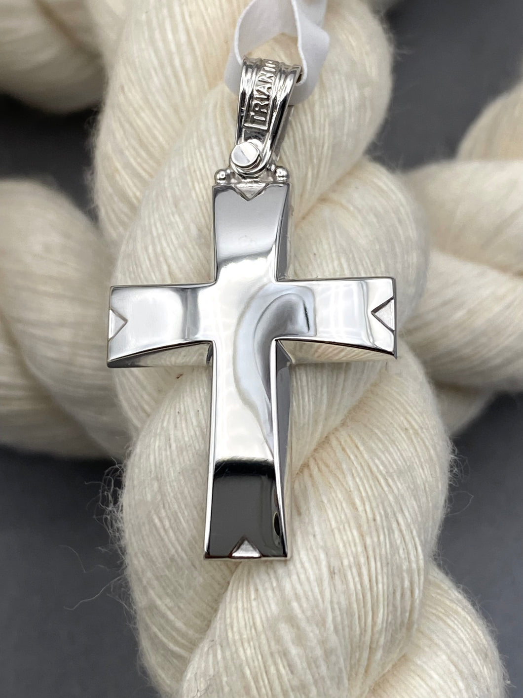 Triantos 14k White Gold Cross Polished  and Brushed 3.70g 222531