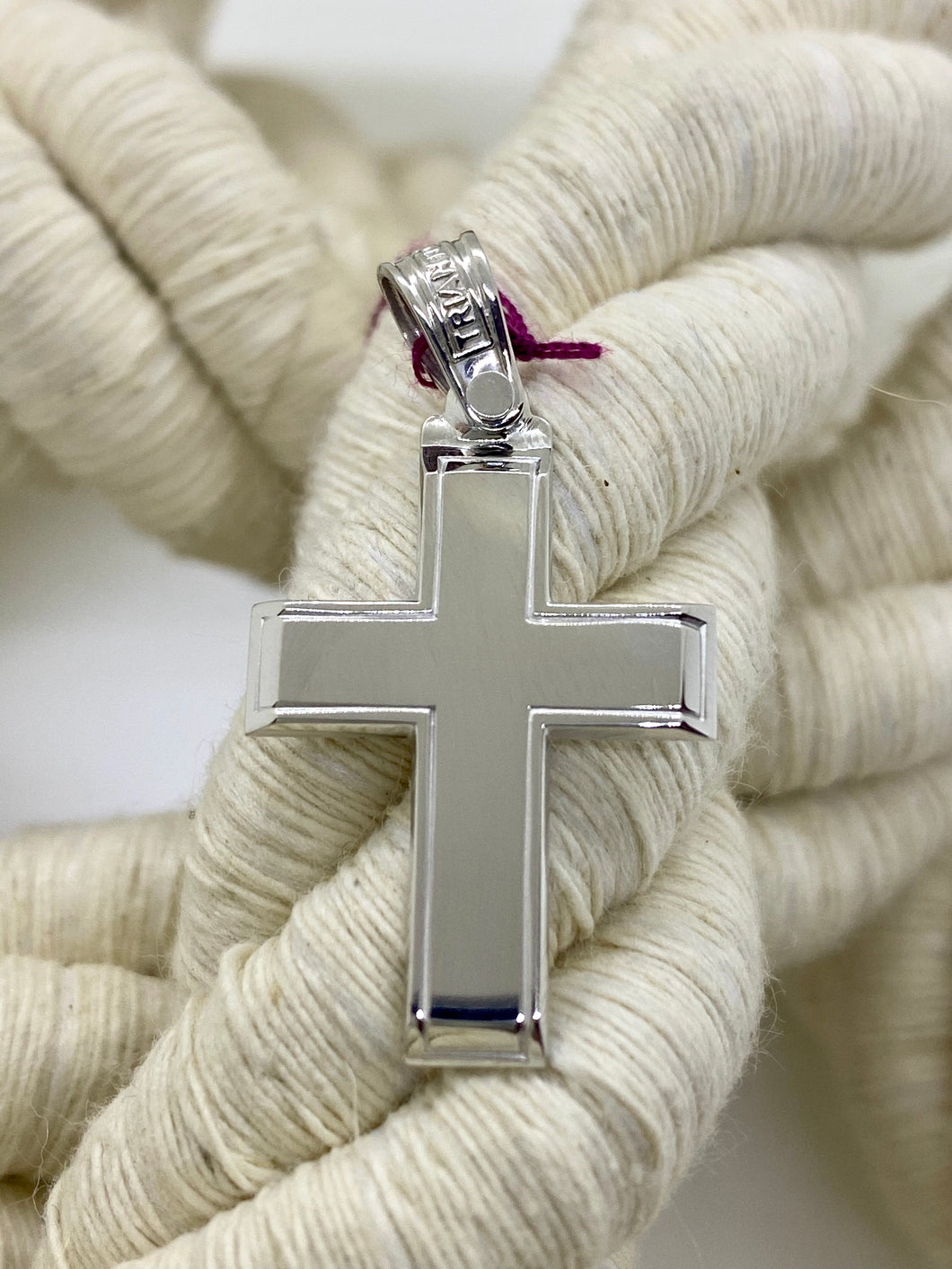 Triantos 14k Polished and Brushed  White Gold Cross 212254