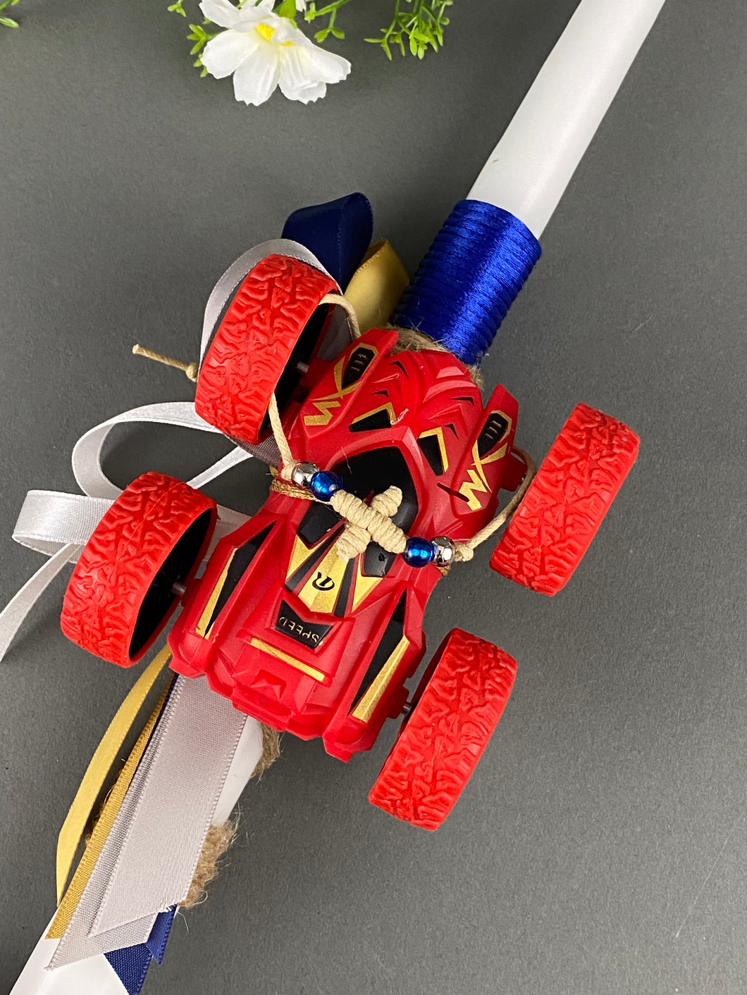 Corded Easter Candle with Pull back Car and  Cross Bracelet EC202388