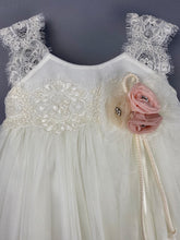 Load image into Gallery viewer, Dress 24 Girls Baptismal Christening Sleeveless  3pc Lace Top Dress, with matching Bolero and Hat. Made in Greece exclusively for Rosies Collections.
