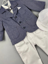 Load image into Gallery viewer, Rosies Collections 7pc full suit, Trimmed Dress shirt, Cuff sleeves, Pants, Jacket, Vest, Belt or Suspenders, Cap. Made in Greece exclusively for Rosies Collections S201924
