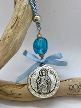 Load image into Gallery viewer, Gouri 18 Baby Blue Rope With Jesus Pendant, Butterfly Mati and Large Blue Murano Glass
