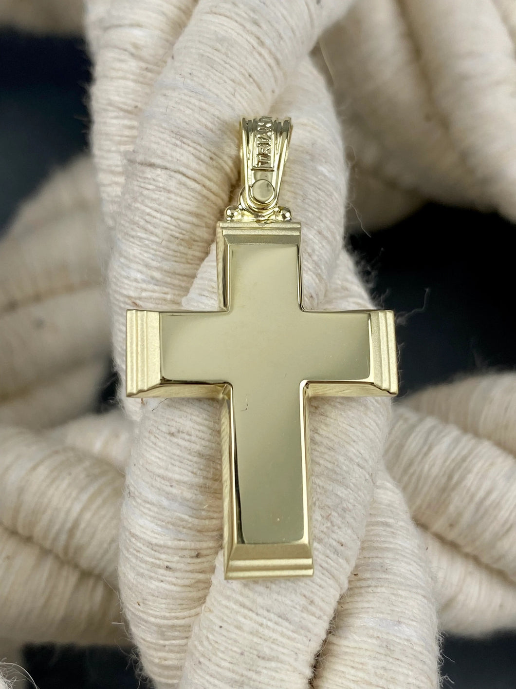 Triantos 14k Yellow Gold Polished and Brushed Cross 22109