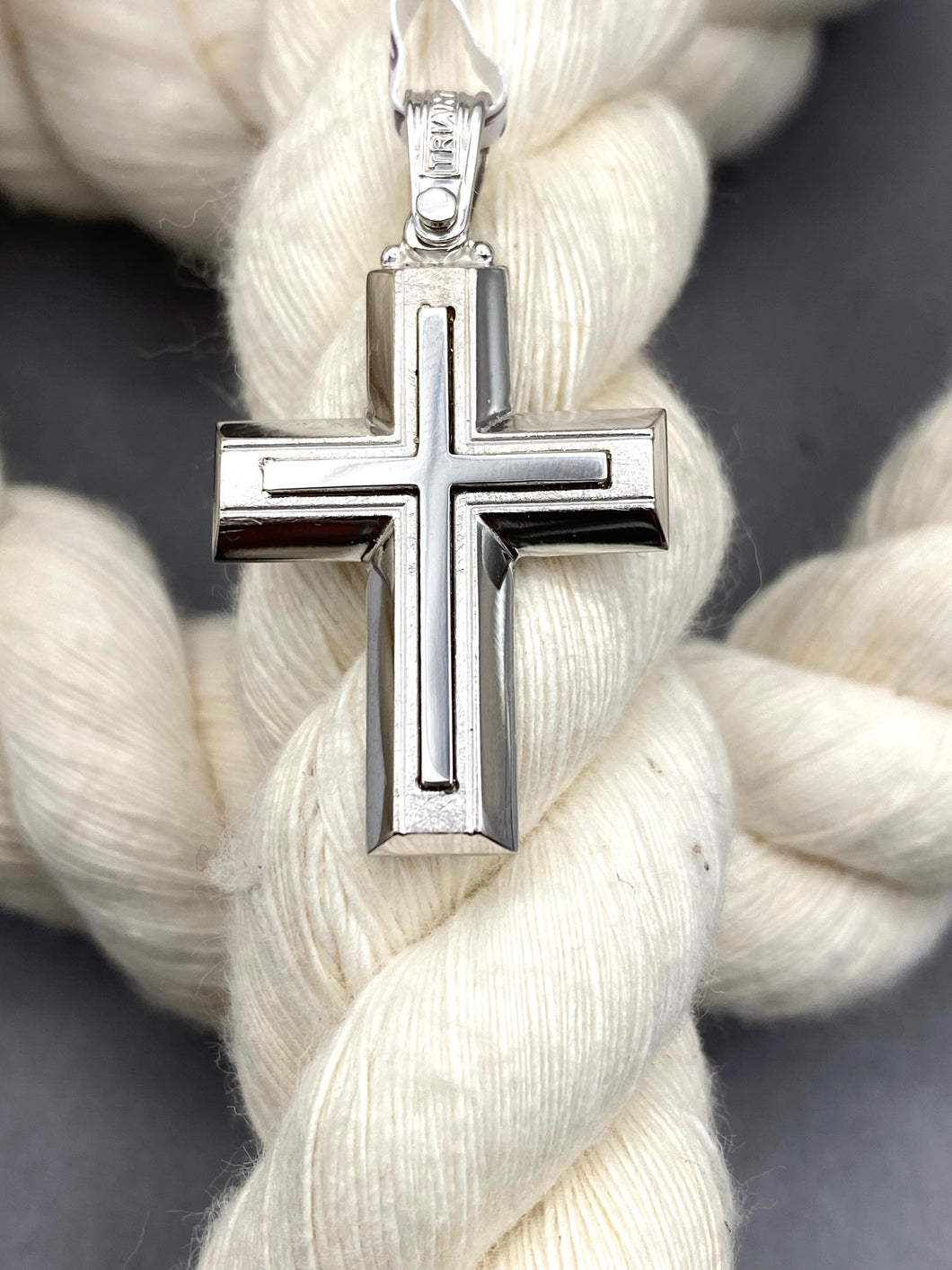 Triantos 14k White  Gold Cross Polished and Brushed 222507