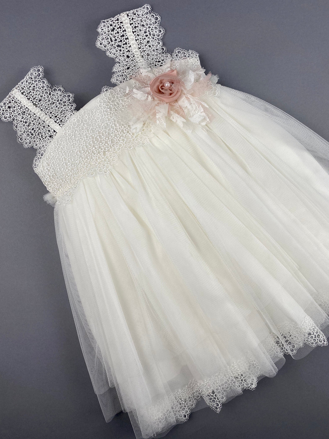 Dress 20 Girls Baptismal Christening Sleeveless  3pc Dress with matching Bolero and Hat. Made in Greece exclusively for Rosies Collections.
