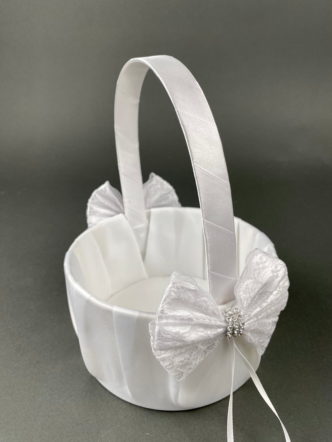 Satin Flower Girls Basket with Rhinestone FB3