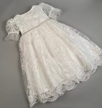 Load image into Gallery viewer, Lace Gown 1 Girls Christening-Baptismal Embroidered Lace Gown  with Rhinestone Belt Hat
