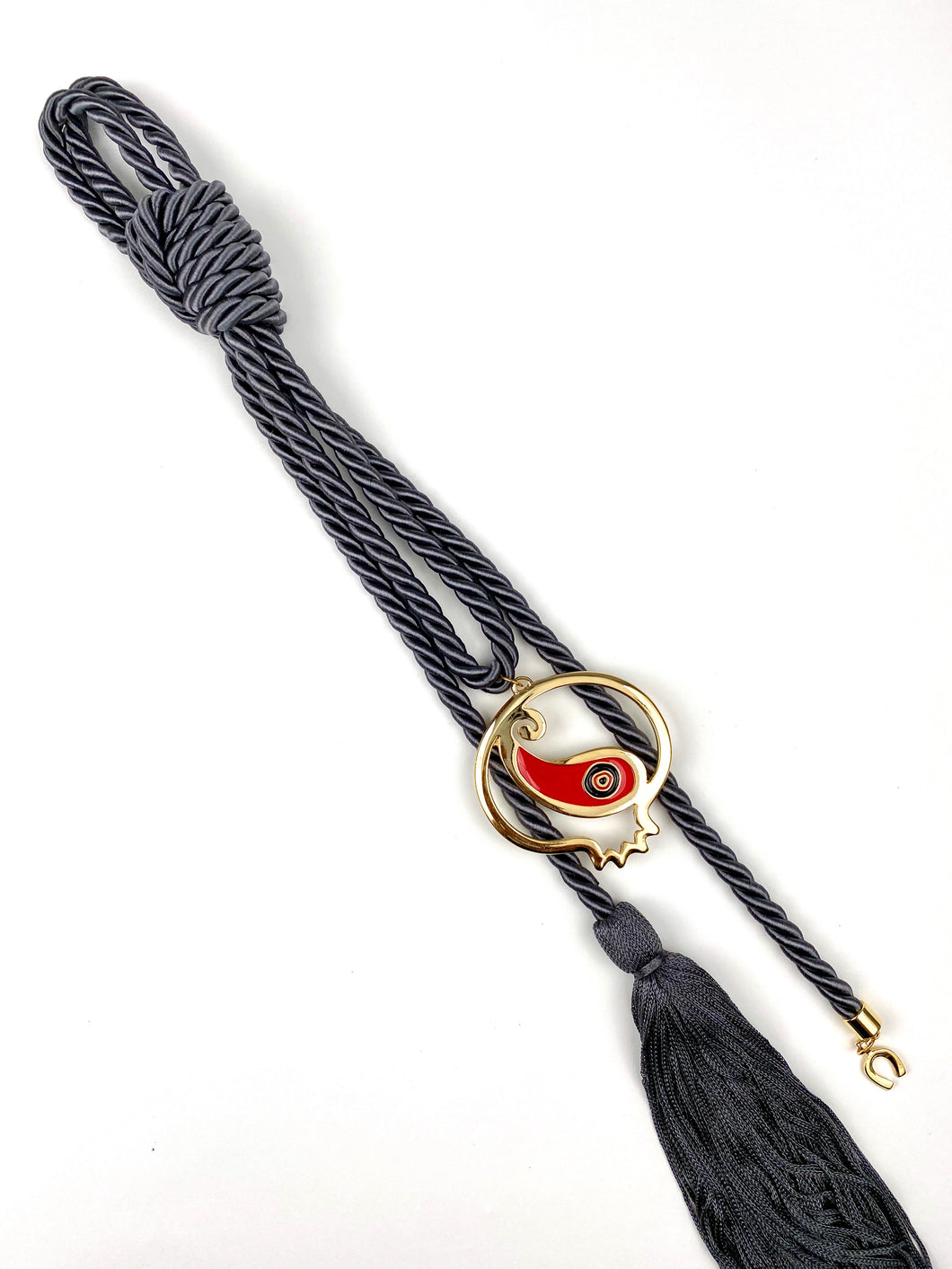 Evil Eye Pomegranate Gouri on Dark Grey with Long Tassel