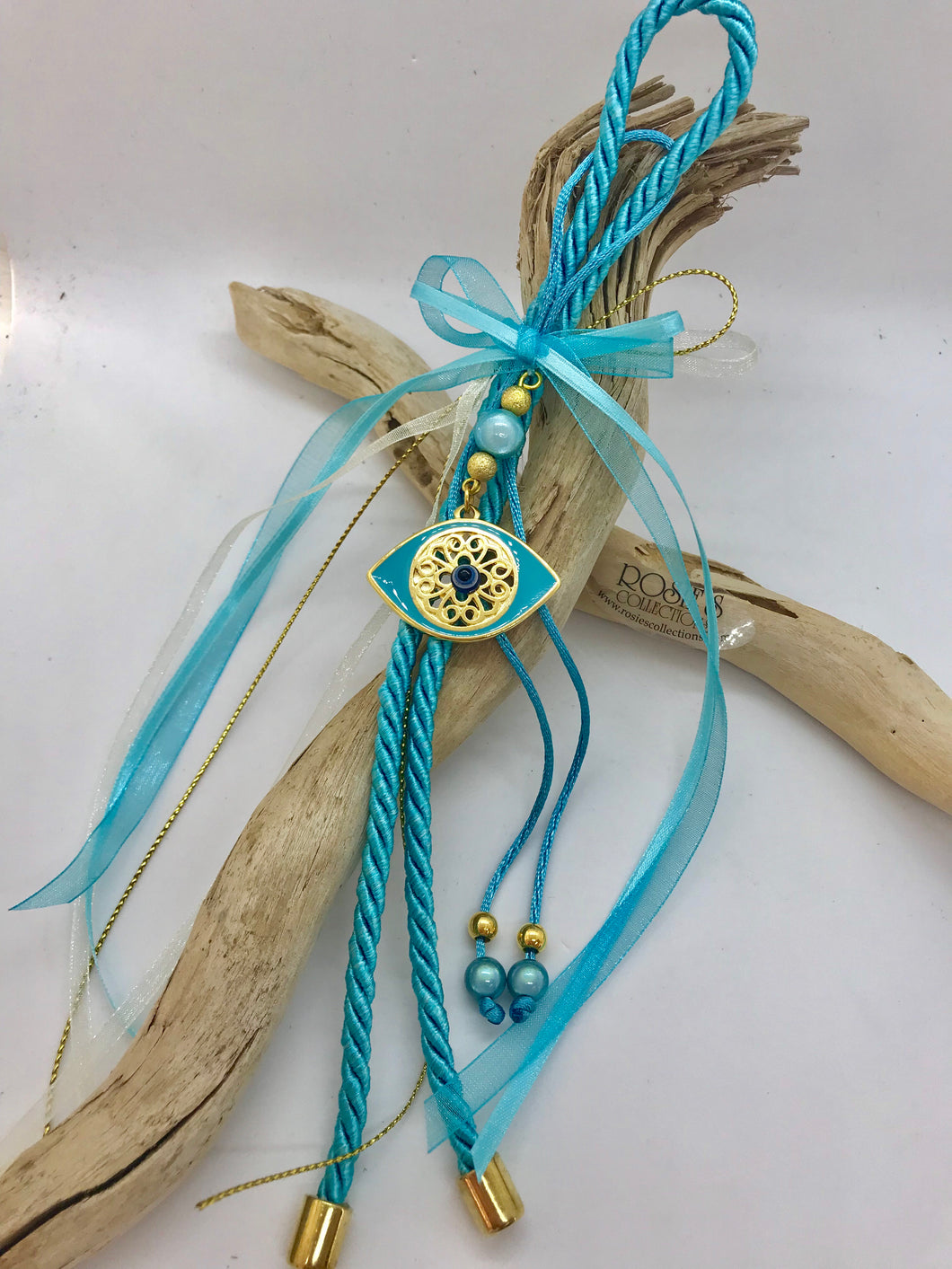 Gouri 24  Baby Blue Rope With Large Mati and Beads