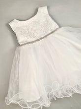 Load image into Gallery viewer, Dress 8 Girls Christening Baptismal Embroidered Dress with Matching Cape and Rhinestone Belt
