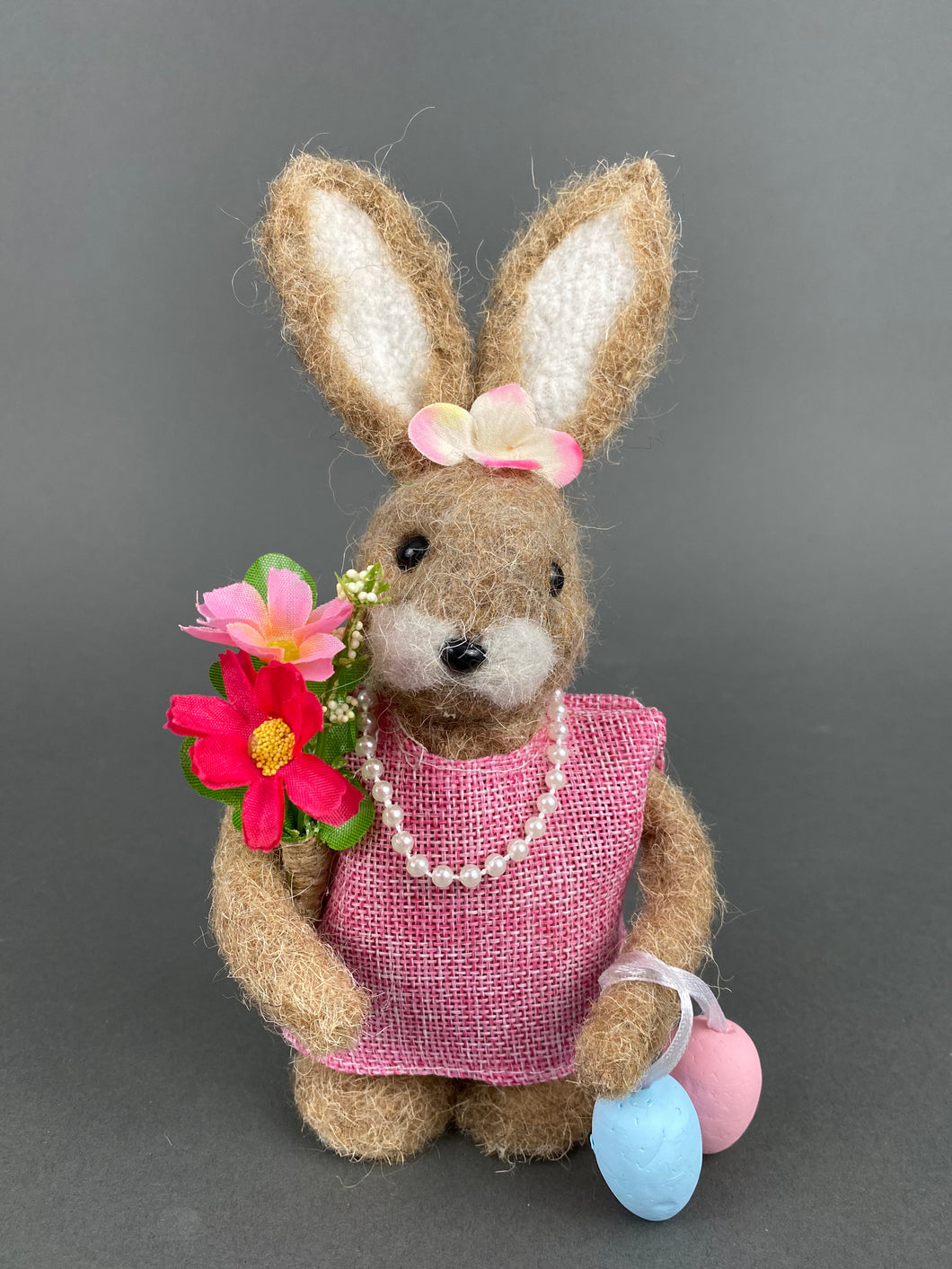 Easter Bunny Pink Pearl Necklace Medium EBP1  8.5” tall