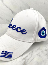 Load image into Gallery viewer, Embroidered Greece Baseball Cap with Embroidered Mati on 1 side BC20222
