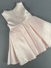 Load image into Gallery viewer, Dress 102 Girls Baptismal Christening Sleeveless Soft Pink Satin Dress with Pearl Neckline and Matching Balero. Made exclusively for Rosies Collections
