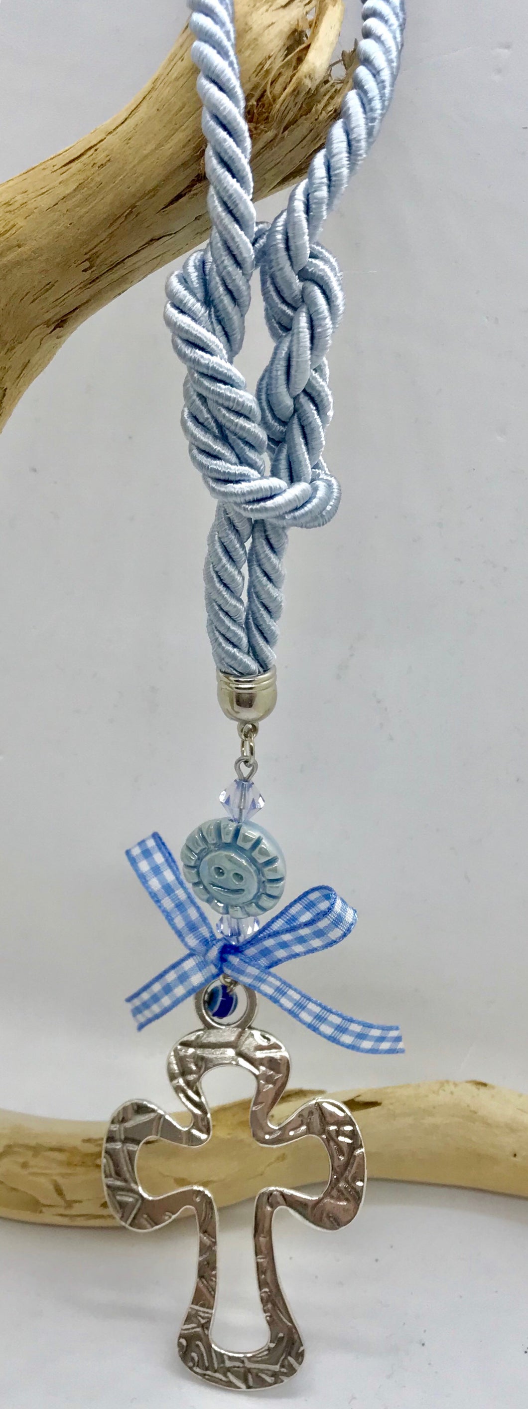 Gouri 1 Baby Blue Rope With Cross and Mataki