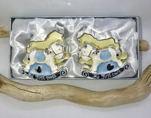 Load image into Gallery viewer, Baby My First Curl, My First Tooth Blue Rocking Horse
