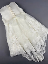 Load image into Gallery viewer, Dress 26 Girls Baptismal Christening Sleeveless  3pc French Lace Layered  Dress with long French Lace trail, matching Bolero and Hat. Made in Greece exclusively for Rosies Collections.
