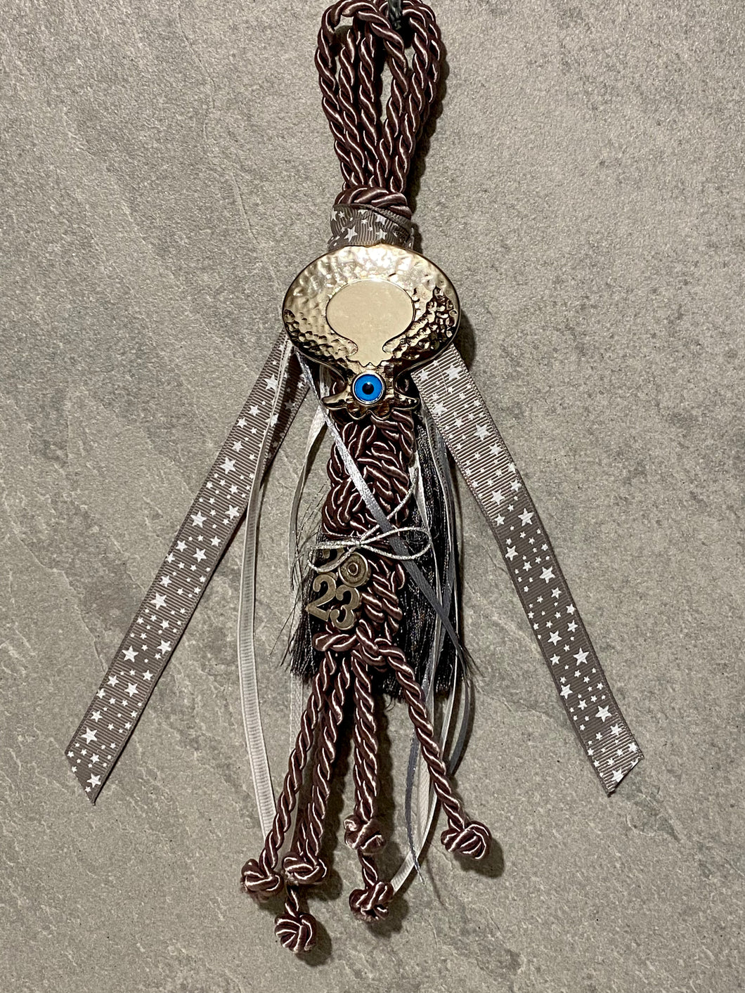 Metal Silver  Pomegranate with Mati Gouri, Tassel and Ribbons G233441