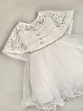 Load image into Gallery viewer, Dress 8 Girls Christening Baptismal Embroidered Dress with Matching Cape and Rhinestone Belt
