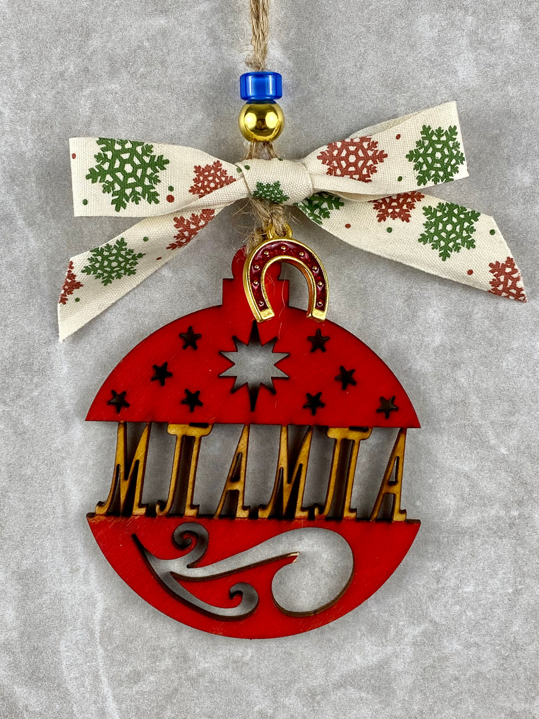Wooden Christmas Ornament for Dads with Glass beads