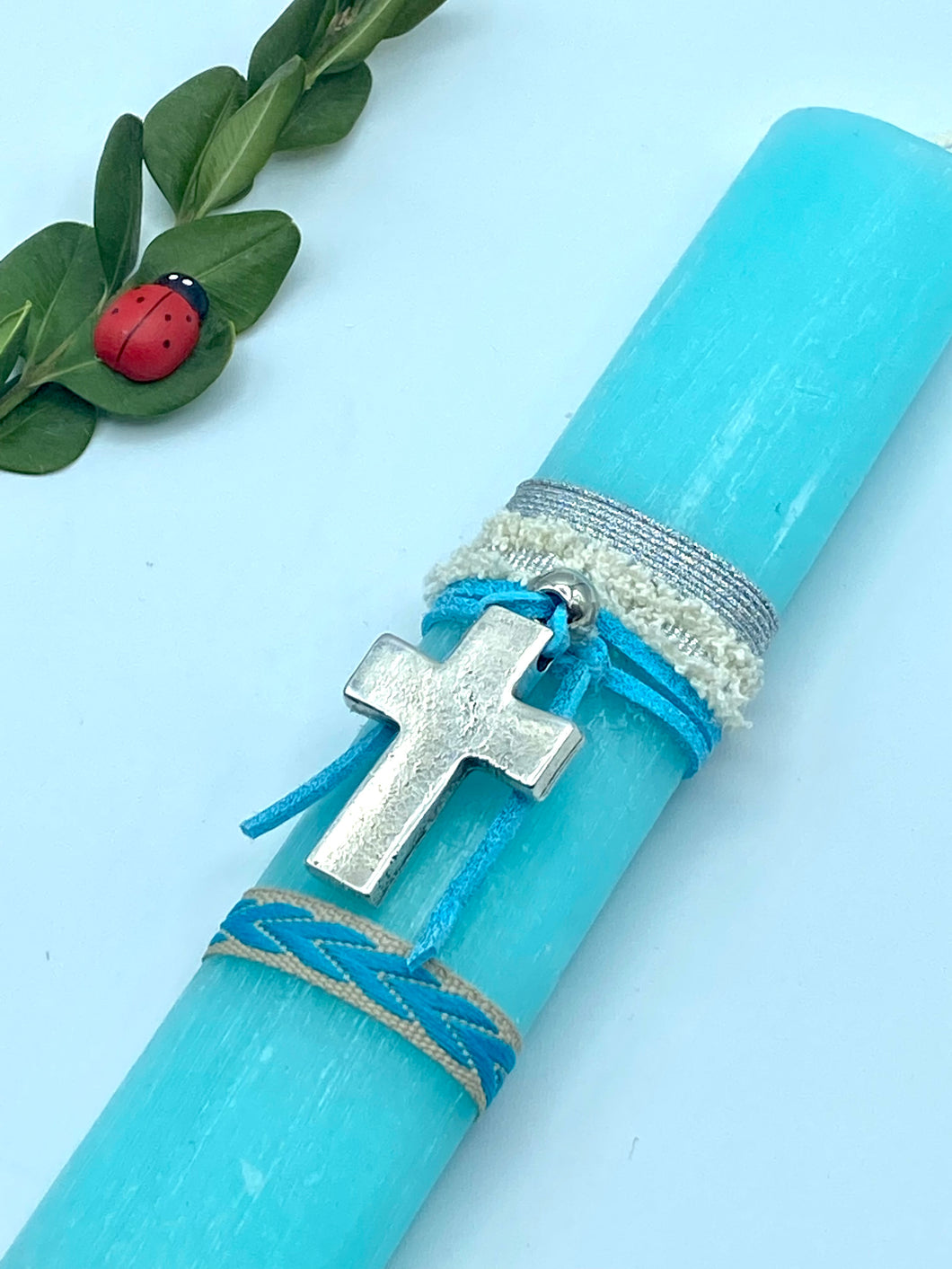 Rectangular 8” Easter Candle with Large Metal Cross EC202230