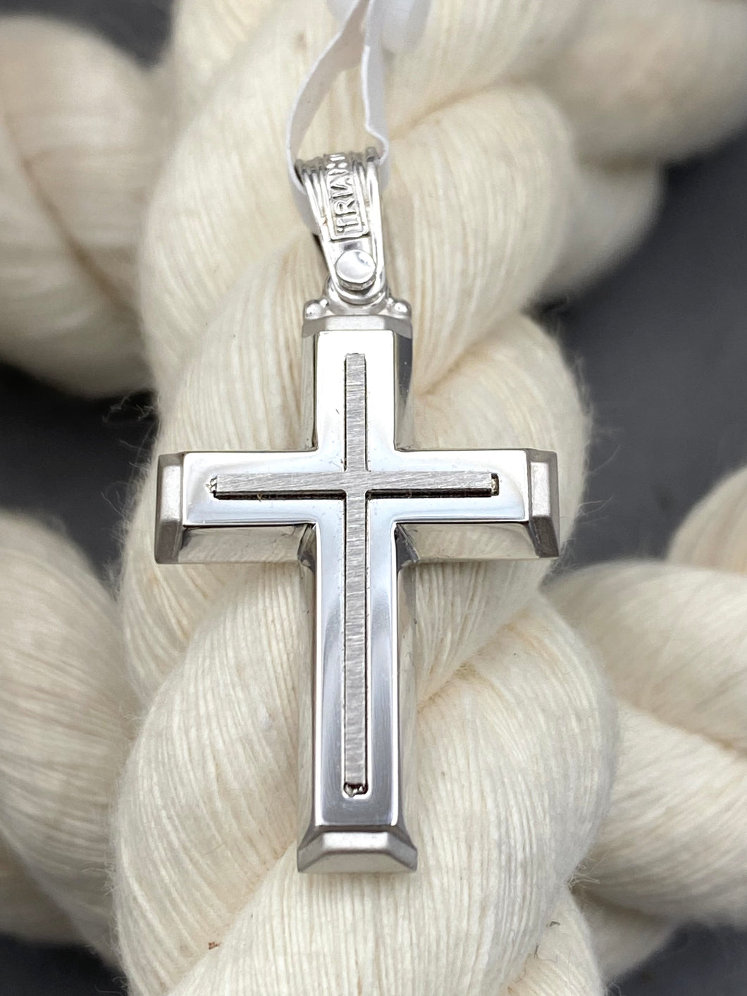 Triantos 14k White Gold Cross Polished  and Brushed 3.70g 222530